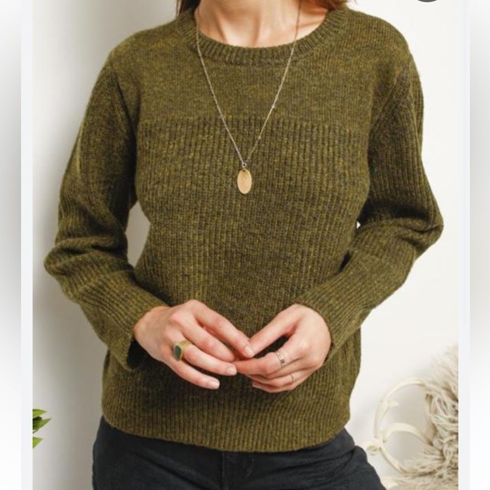 Current Air Brown Knit Asymmetric Women's Sweater Green (Size X)